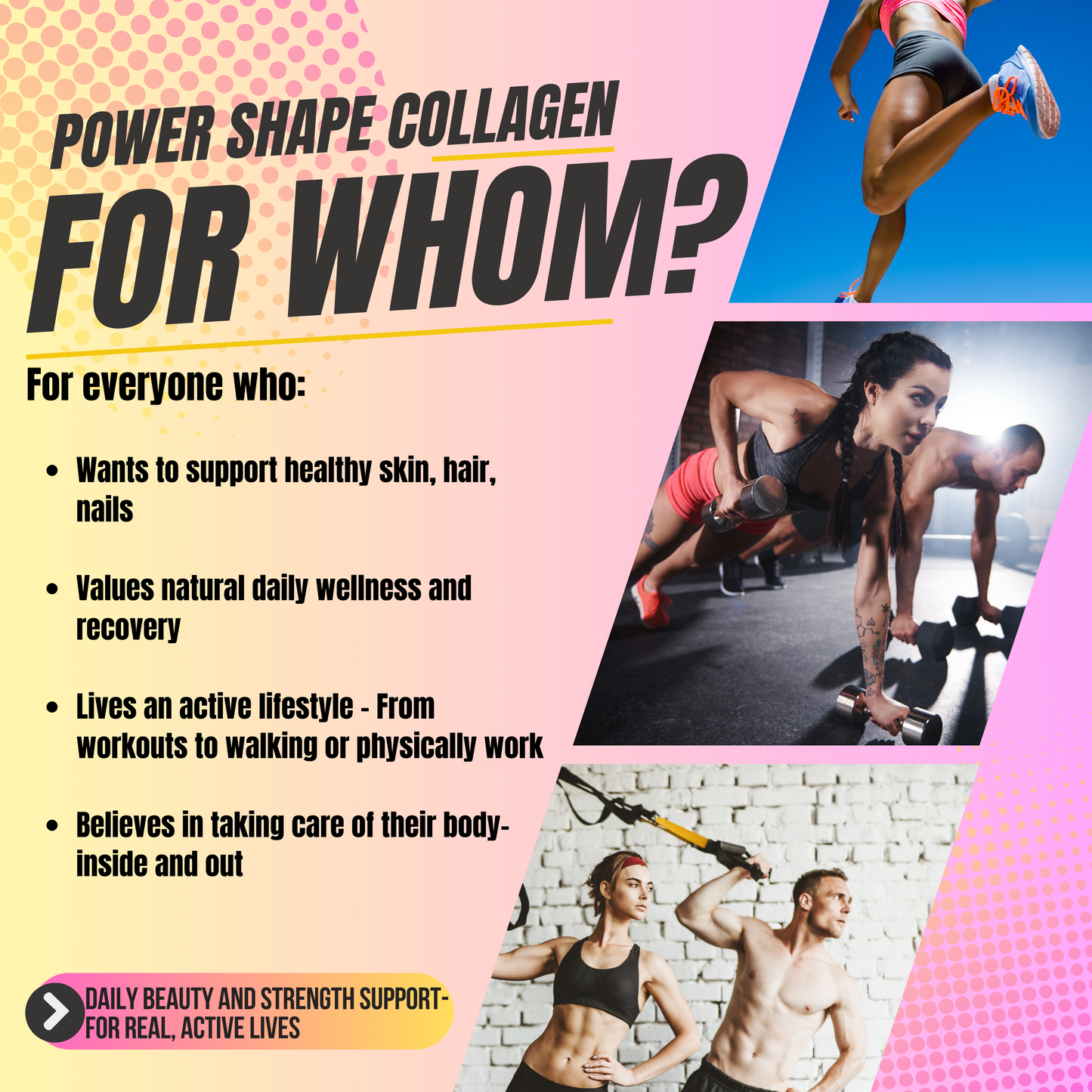 Power Shape Hydrolyzed Bovine Collagen Peptides | Type I & III | With Vitamin C & Hyaluronic Acid | 1lb